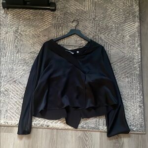 Vince Blue Long Sleeve Asymmetrical Blouse